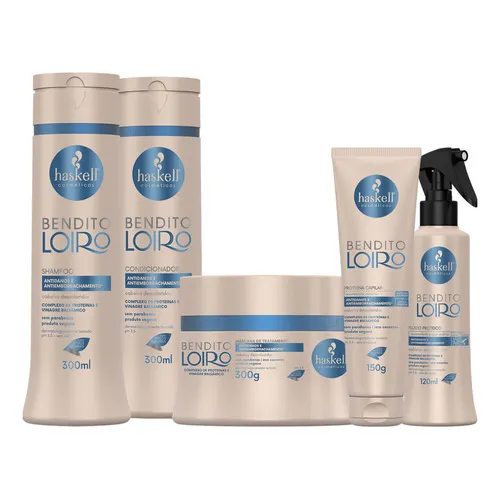 Kit Haskell Bendito Loiro Sh Cond Masc 300 Fluido E Proteina