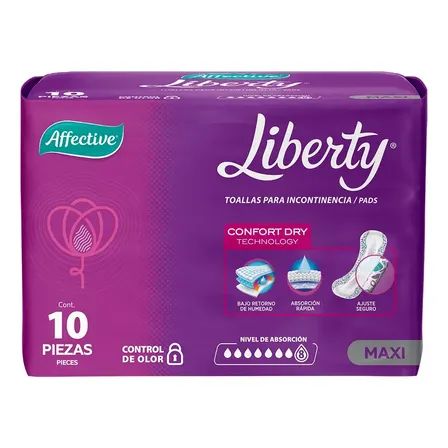 Toallas Para Incontinencia Liberty Talla Maxi 10 Piezas