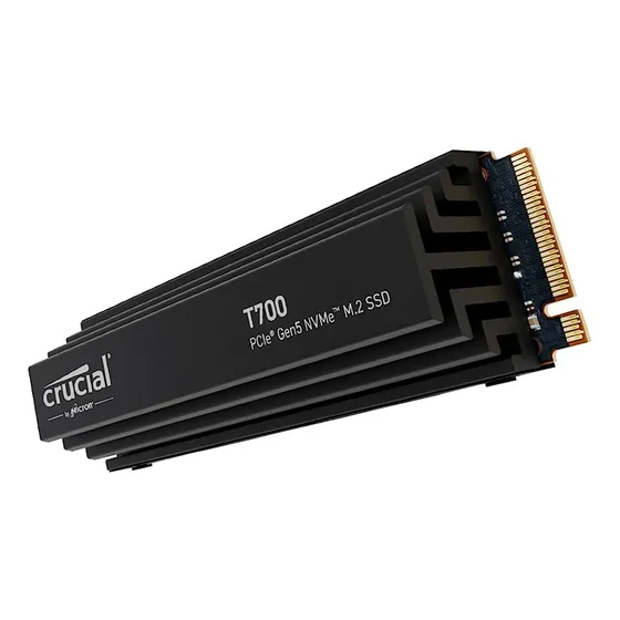 SSD Crucial T700 PCIe 5.0 X4 de 1 TB con disipador térmico negro