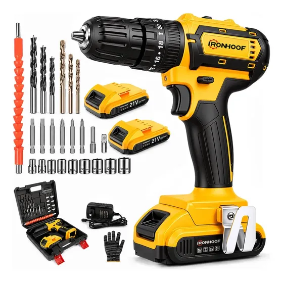 Taladro Destornillador Inalámbrico Kit De Taladros Impacto RUOMU XMMXF034YE Color Naranja