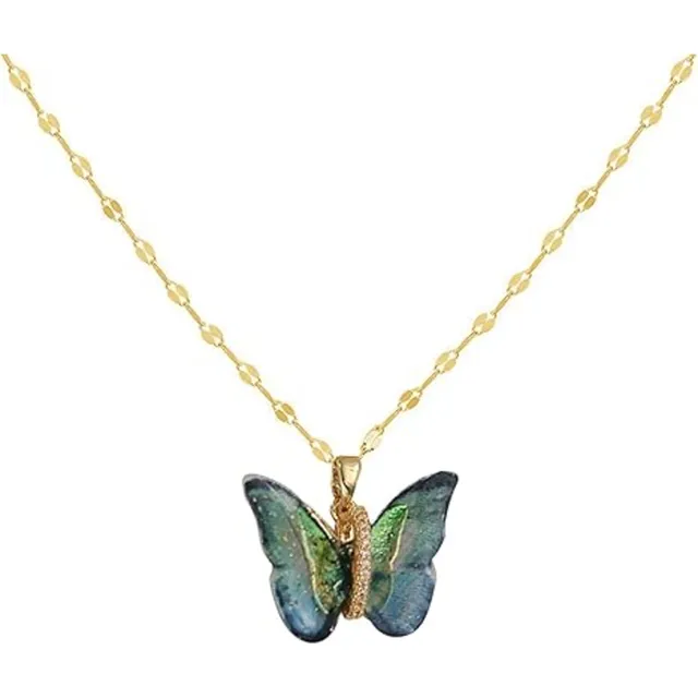 Collar Mujer Dije Mariposa Cadena Acero Quirúrgico Colores