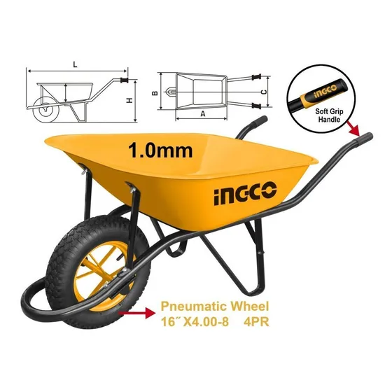 Carretilla 130 Kg Rueda Neumática Ingco - Ynter Industrial