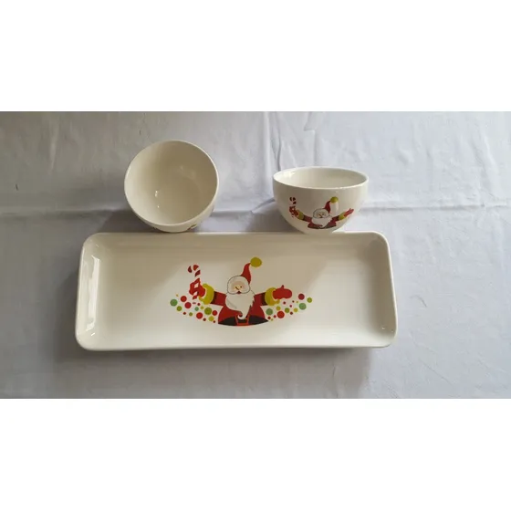Bandeja Pan De Jamón, Bowls, Salseras Y Pasapalera Navideña