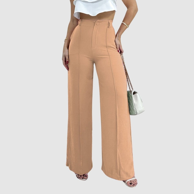 Calça Feminina Pantalona Social Alfaiataria Cós Alto Duna