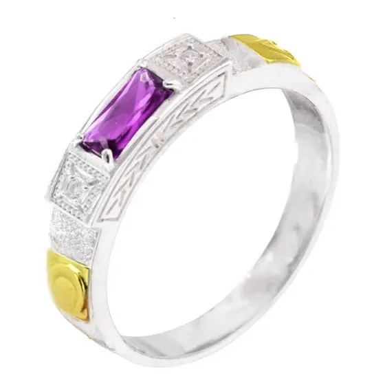 Anel Teologia Masculino Pedra Retangular Prata 950 Ouro 18k