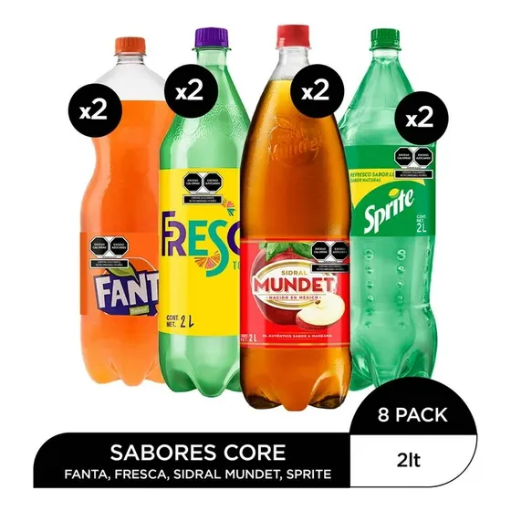 Refresco Coca Cola Fiesta Pack Surtidos 8 Pzas De 2 Lts