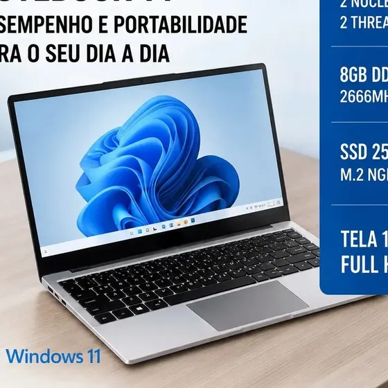 Notebook 14 Full HD AMD A9 9400 8GB RAM SSD 256GB M.2 Windows 11 Radeon Graphics Para Estudo Trabalho