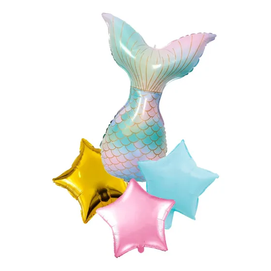 Set X4 Globo Sirena Estrellas Pastel