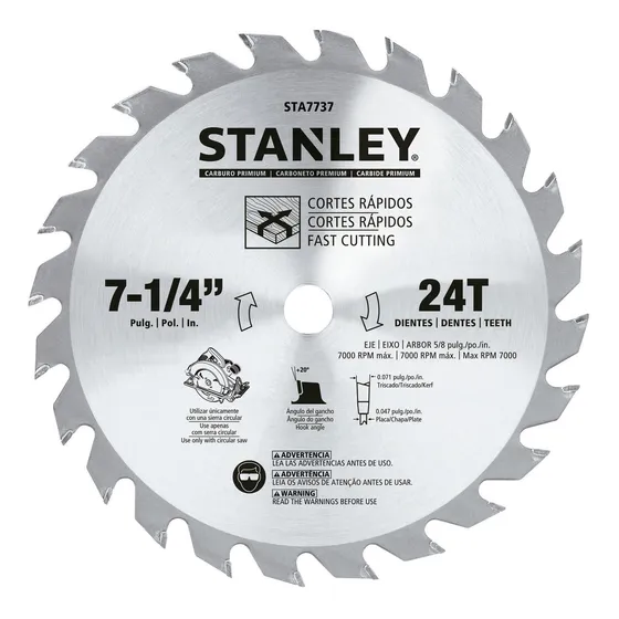 Disco De Sierra 7-1/4 Stanley Sta7737 Color Plateado