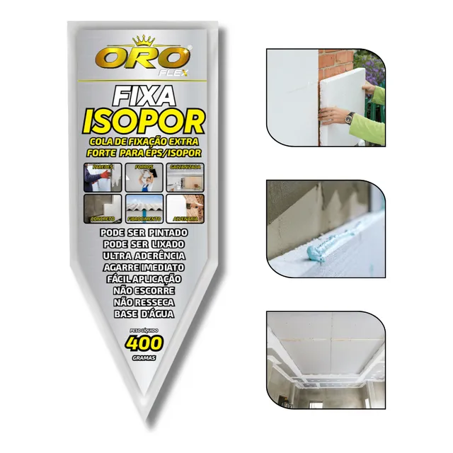 Produto Cola Fixa Isopor Telhados Amianto, Zinco Sachê 400gr