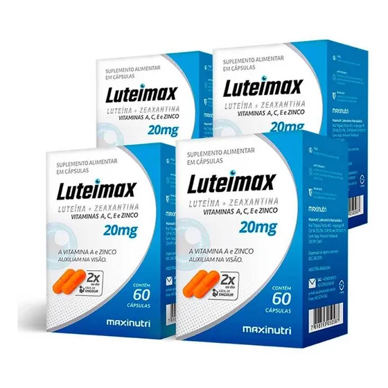 Kit 4 Luteimax Luteina Zeaxantina 20mg 60 Capsulas Maxinutri