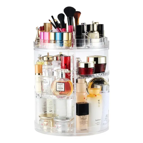 Organizador de maquillaje acrílico, giratorio, soporte para cosméticos