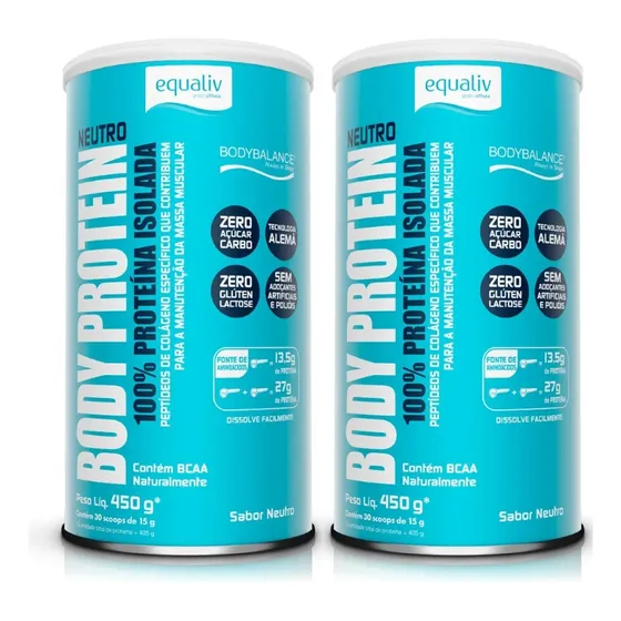 Kit 2un Body Protein 100% Proteina Isolada 600g - Equaliv