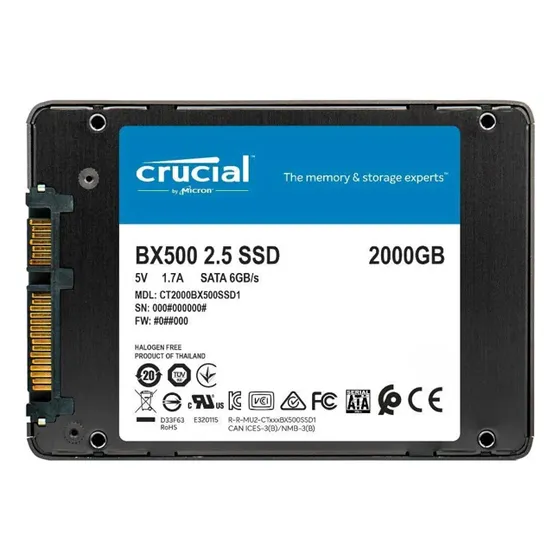 Disco Duro Ssd Interno Crucial 2tb Bx500 Sata 2.5 Solido