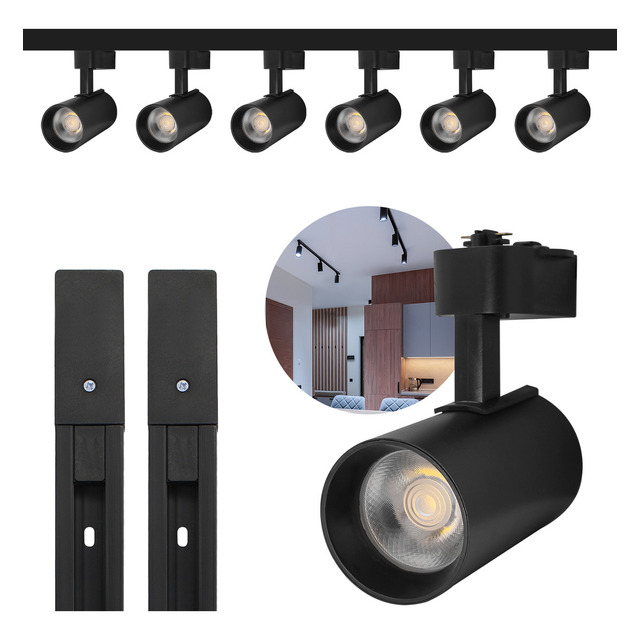 Kit Trilho Eletrificado 4m Preto + 10 Spots Led 10w Luz Frio Kit Trilho Eletrificado 4m Preto + 10 Spots Led 10w Luz Frio