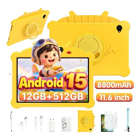 Tablet Infantil F20 Android 15 | Tela 11.6" | 12GB + 512GB | Wi-Fi | Capa Protetora | Ideal para Estudos, Escola e Diversão