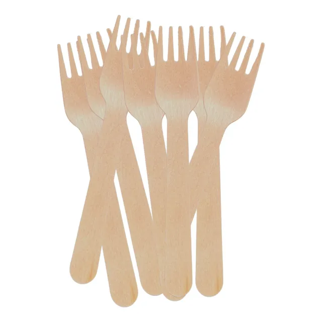 Garfo Descartável De Madeira Refeição 16cm Pacote C/ 50