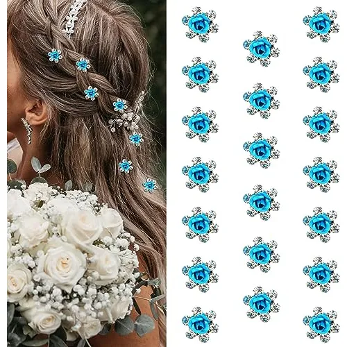 Yission 20pcs Mini Blue Flower Hair Clips Cute Lp2dp