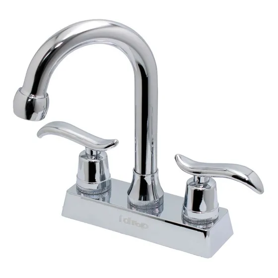 Llave Mezcladora Lavabo Metálico Cromado Con Manerales Pluma