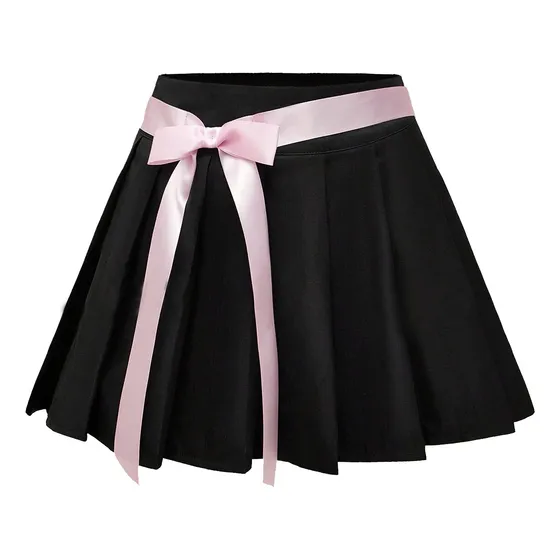Falda Tableada Detalle Moño Y2k Coquette Kawaii Aesthetic