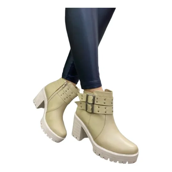 Botines Casuales De Damas Beige