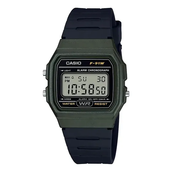 Relógio Casio F-91WM-3A Digital Verde E Preto Vintage