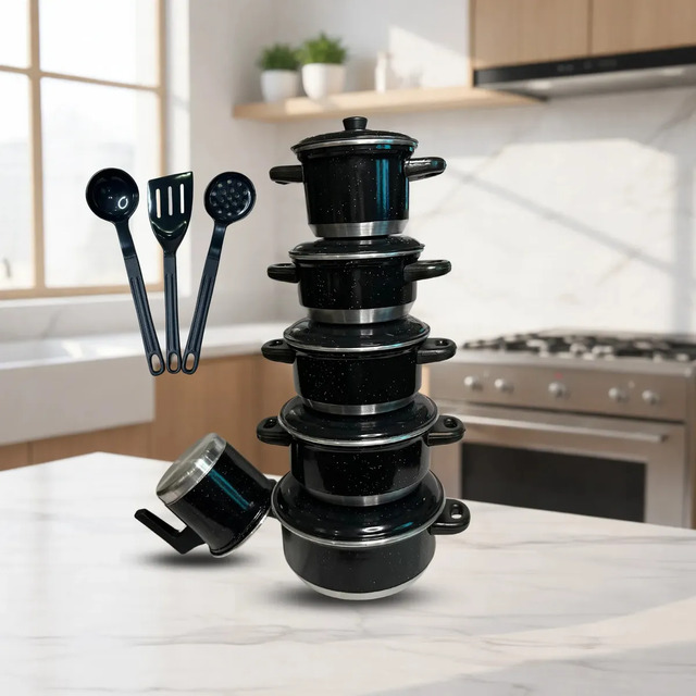 Jogo De Panelas Com 6 Peças + Cor Preto Pigmentado