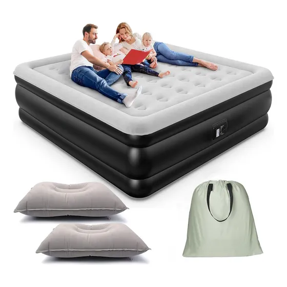 Colchon Inflable King Size Matrimonial Camping Bomba De Aire 200 Cm X 150 Cm X 47 Cm Queen Color Gri