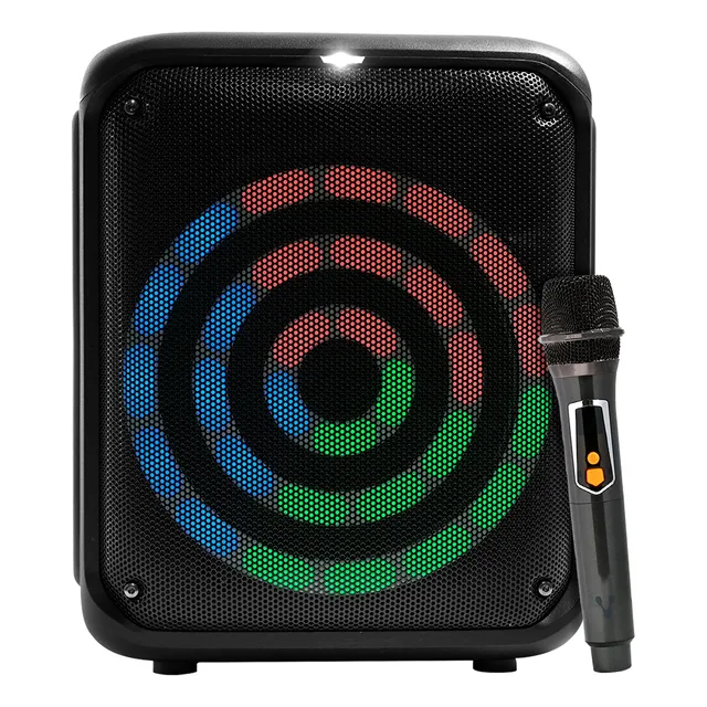 Bocina Karaoke Bluetooth Vorago KSP-350 - 30W Potencia - Micrófono Inalámbrico - Luces RGB Disco - TWS Estéreo - USB/SD/Aux/FM - Batería 5 Horas - Ideal para Fiestas