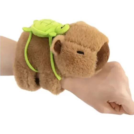 Peluche Pulsera Capibara Carpincho Suave Juguete Capyba 20cm Marrón Mochila Tortuga Mueve La Cola