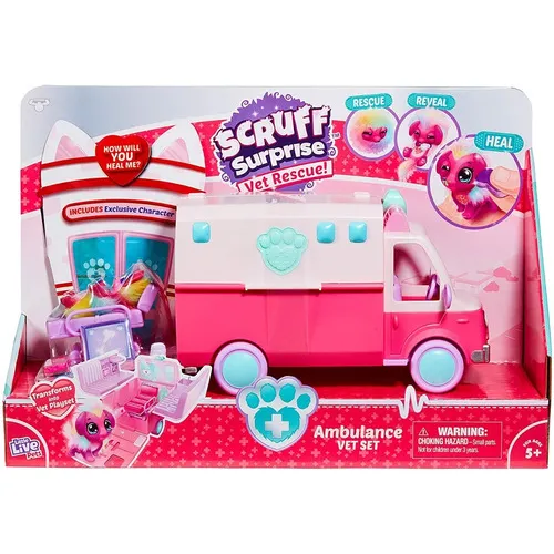 Scruff Surprise Vet Rescue Set Ambulancia Wabro 30066 Color Rosa Oscuro