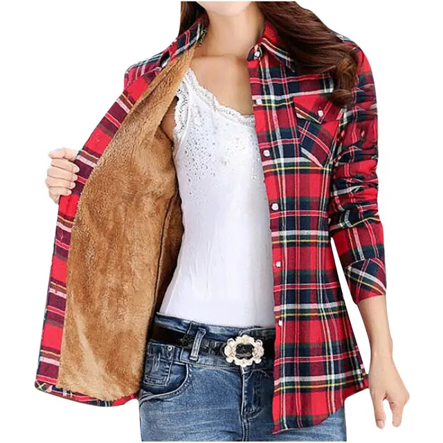 Camisa De Cuadros Manga Larga De Mujer