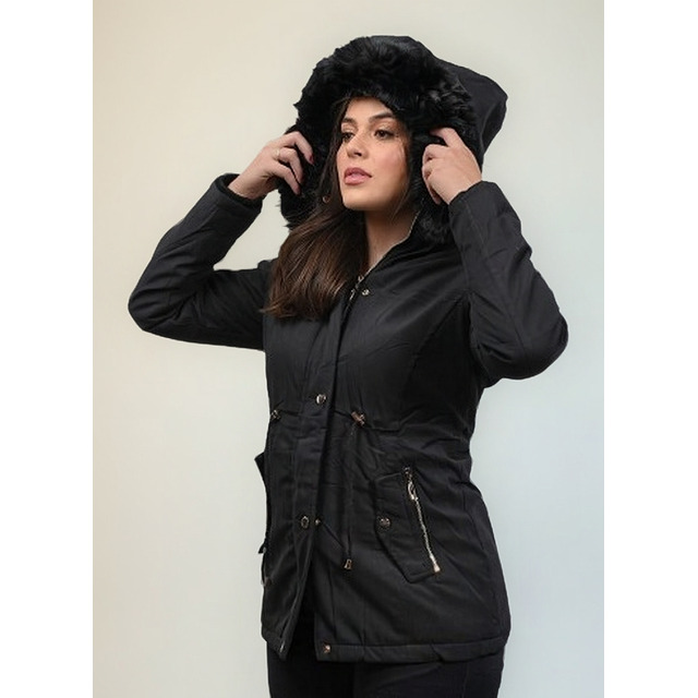 Parka Casaco Sobretudo Femino Capuz Forrada Peluciada Parka Casaco Sobretudo Femino Capuz Forrada Peluciada