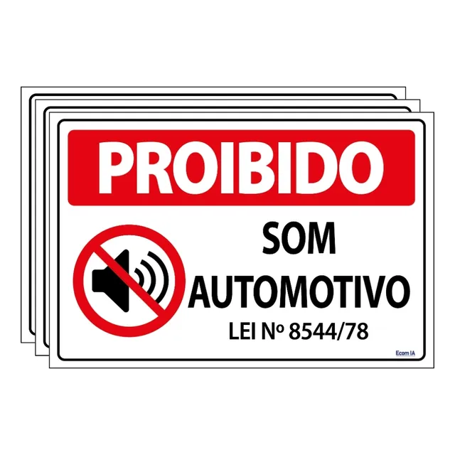 Combo 3 Placas Proibido Som Automotivo 30x20 - S-233/1 F9e