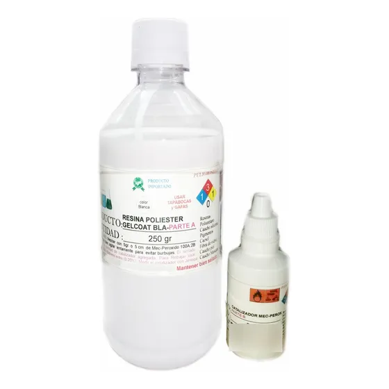 Resina Poliester Gelcoat Blanco X 250gr + Catalizad Bañeras