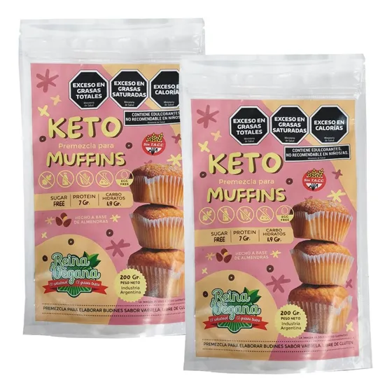 Premezcla De Muffins Vainilla Reina Vegana Sin Tacc 200g X2