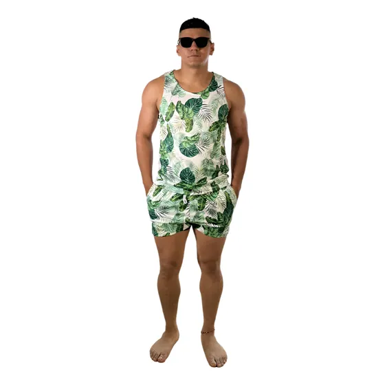 Conjunto Short - Camisilla Tropical Verde Outwod + Regalo