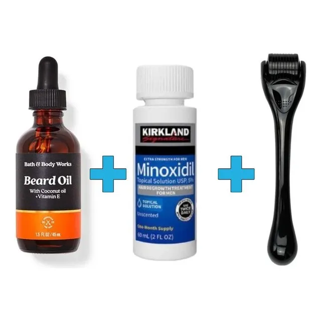 Pack Aceite Barba Minoxidil Y Dermaroller