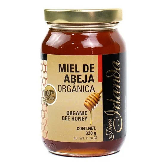 Miel De Abeja Orgánica 100% Pura, 320 Gramos. Finca Irlanda