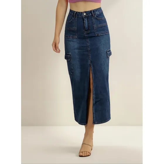 Falda Maxi Mezclilla Elasticada Push Up