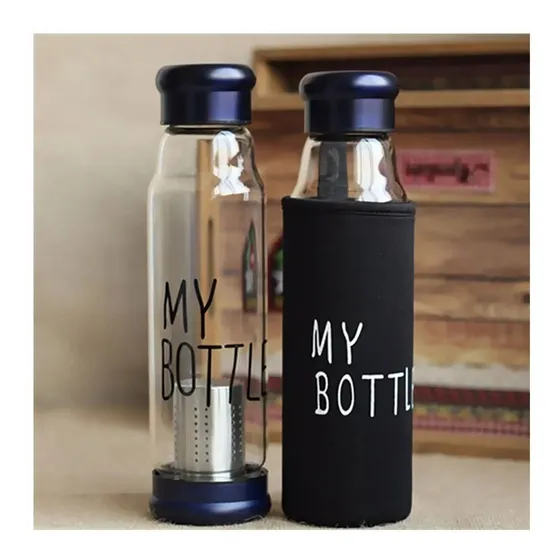 Botella Infusor De Vidrio Infusor De Te Con Funda 550ml     