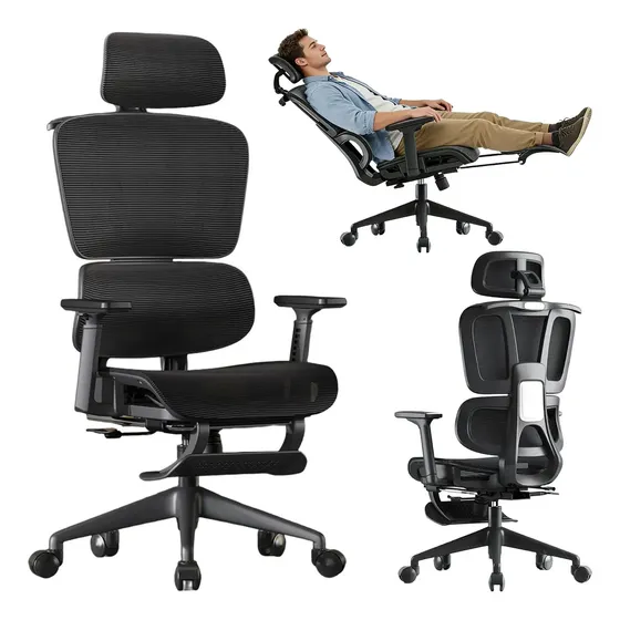 Silla Ramira Ergonómica Inteligente Tecnología Air Mesh Soporte Lumbar Flotante Adaptativo 3D Vidita Color Negro