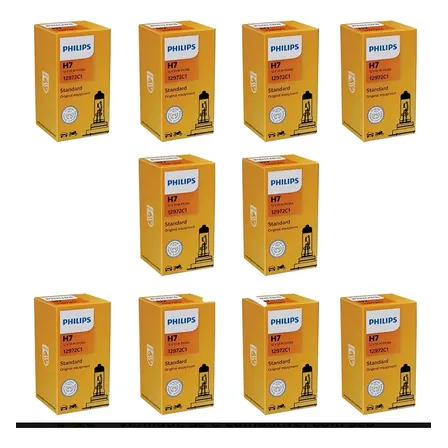 Kit 10 Lâmpada Farol Phillips H7 12v 55w Carro Caminhonete