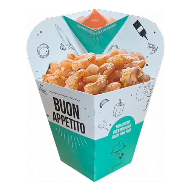 Estuche Cono Snack Fast Food Con Dipper Salsero X 50 U.