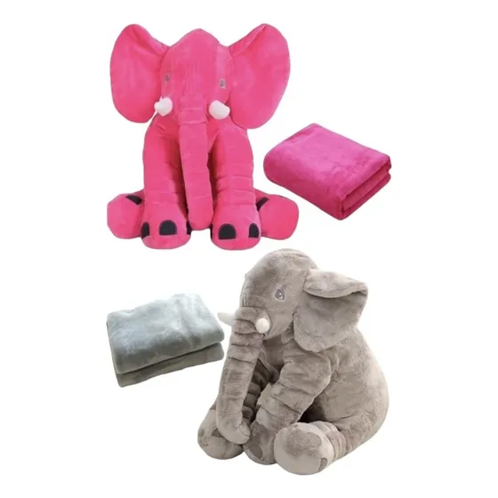 Peluche Elefante Con Cobija Importado Premium 60cm