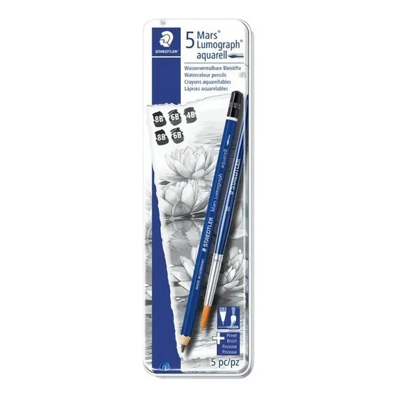 Lapices Lumograph Aquarell X 5 + Pincel Staedtler (102097)