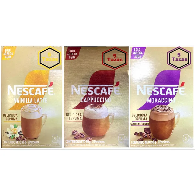 Nescafe Cappuccino Mokaccino Y Vainilla Late Tri Pack