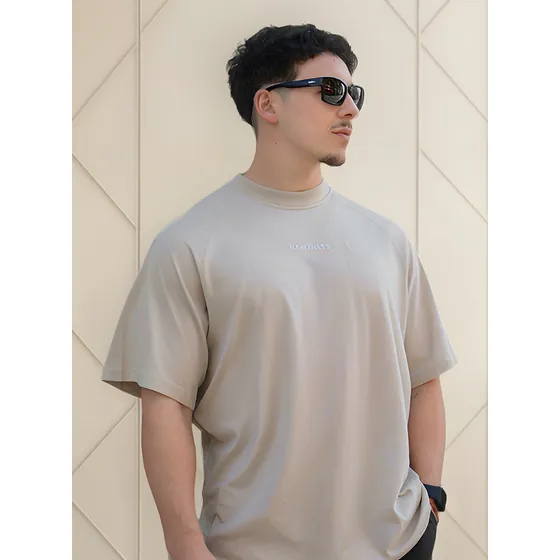 Remera Oversize Beige Oversize Entrenamiento Gym Remeron