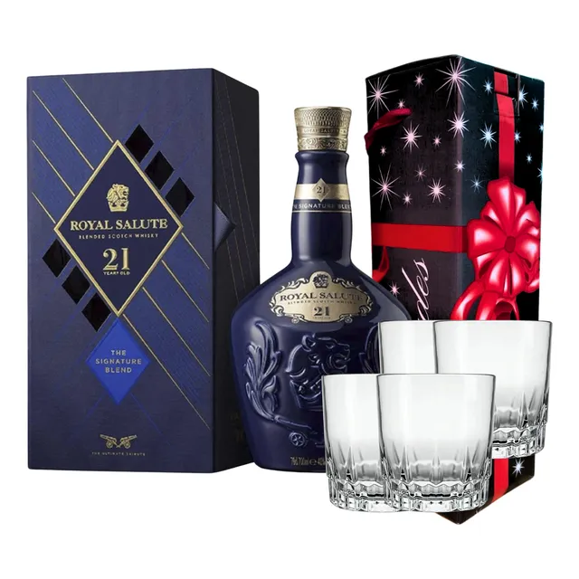 Whisky Chivas Royal Salute + 4 Vasos Regalo Estuche. Quirino