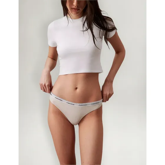 Pantie Beige Tipo Tanga - Modern Logo Calvin Klein